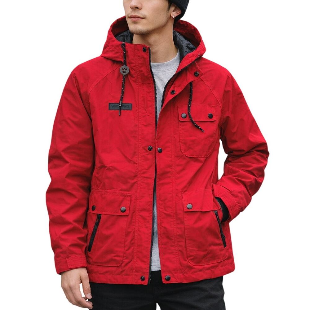 Converse Men's XS Red Jacket Rain Resistant Zip Pocket